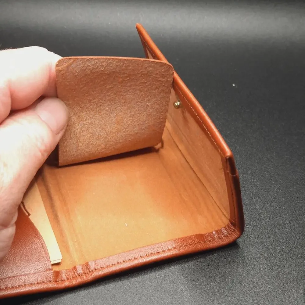 Vintage Princess Gardner Top Grain Cowhide Leather Key Case Wallet Trifold Brown